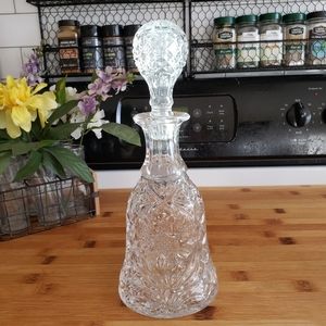 Vintage Cut Glass Decanter with Glass Stopper